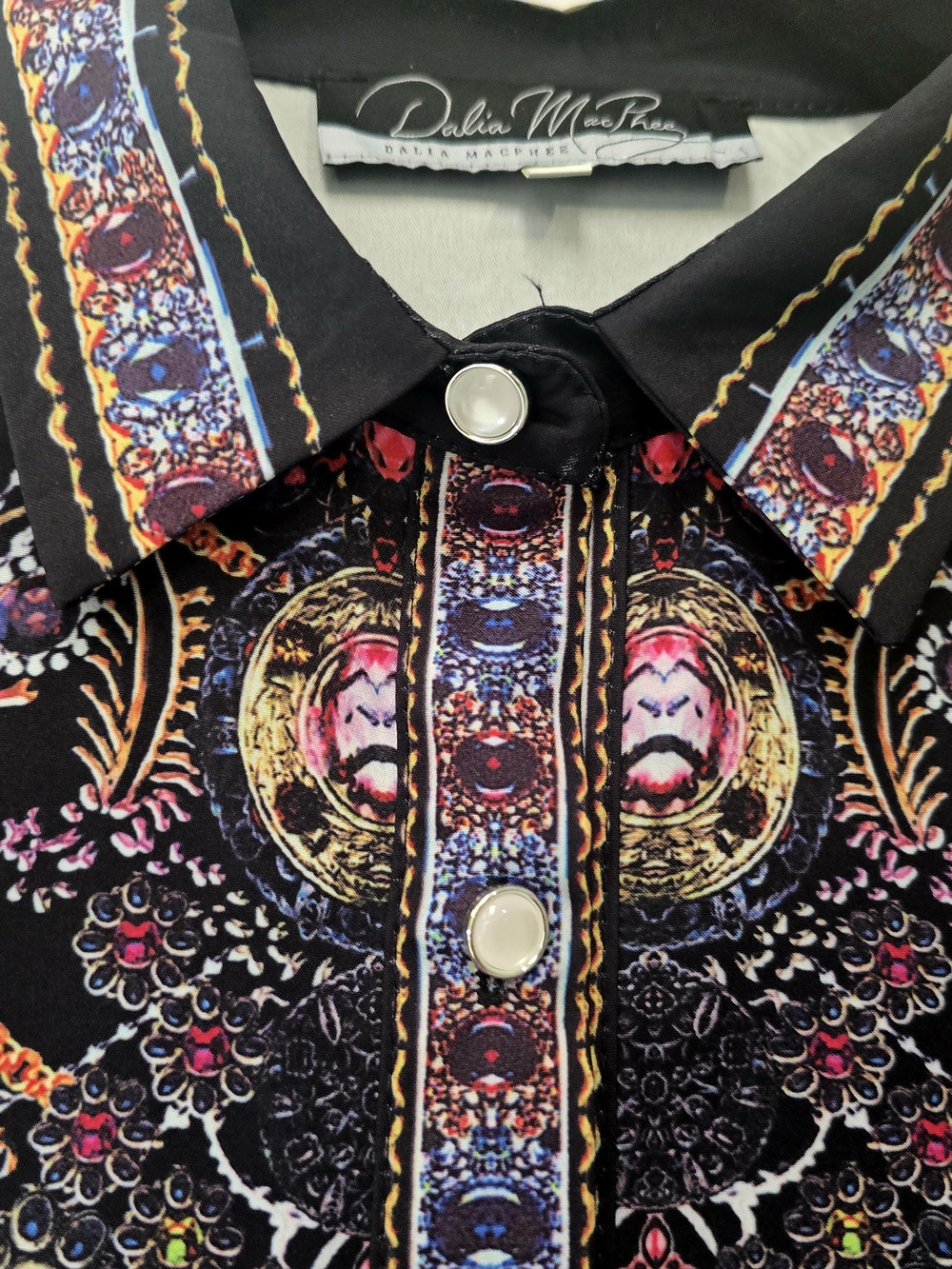 Delia McFee Black Floral Button Down Long Sleeve Minidress-Large CHIC! - Picture 2 of 16